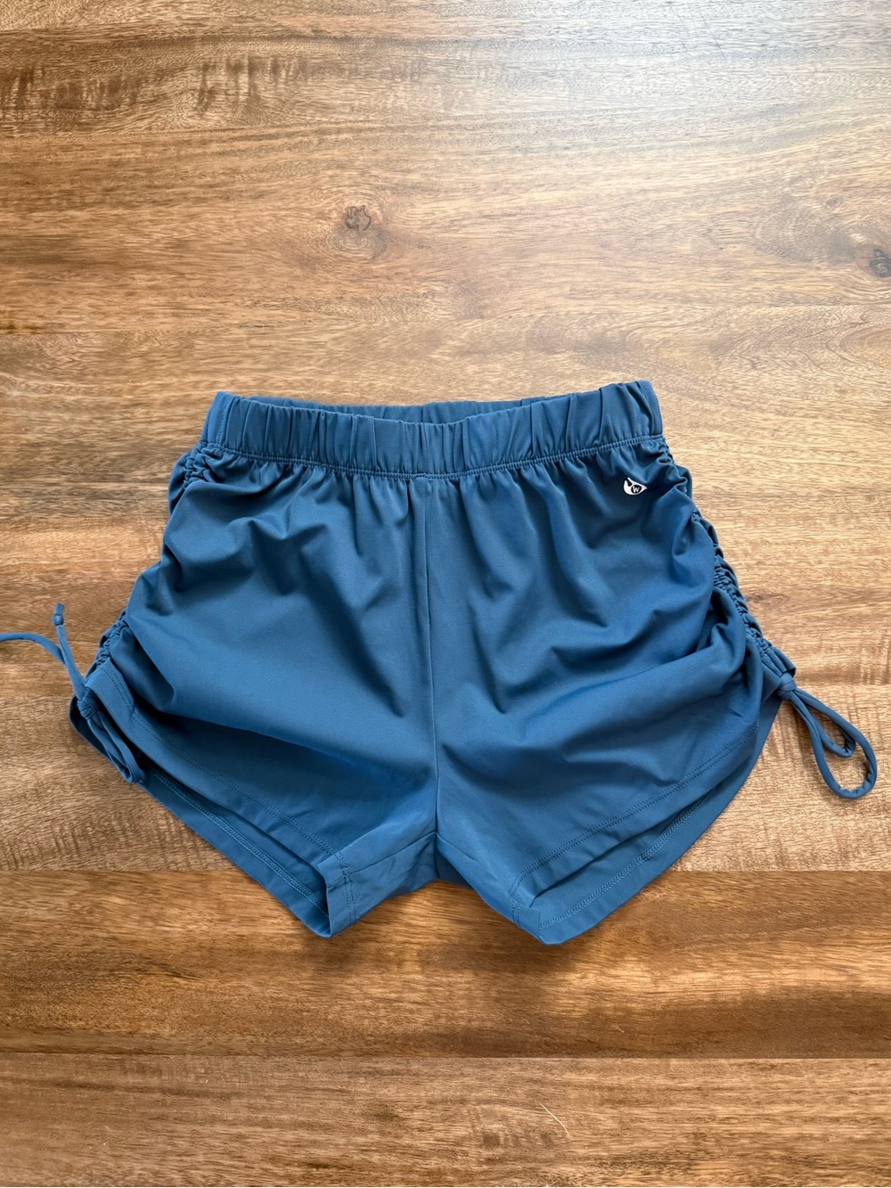 Werk Women's Blue Athletic Drawstring Side-Ruched Shorts